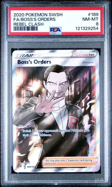 pokemon rebel clash cards 2020 SWORD & SHIELD 189 FULL ART/BOSS'S ORDERS PSA – Hidden Gems Card Shop toyclearance Colorless Retreat Cost Top 10 Most Expensive Condition:Moderately Played Foil
