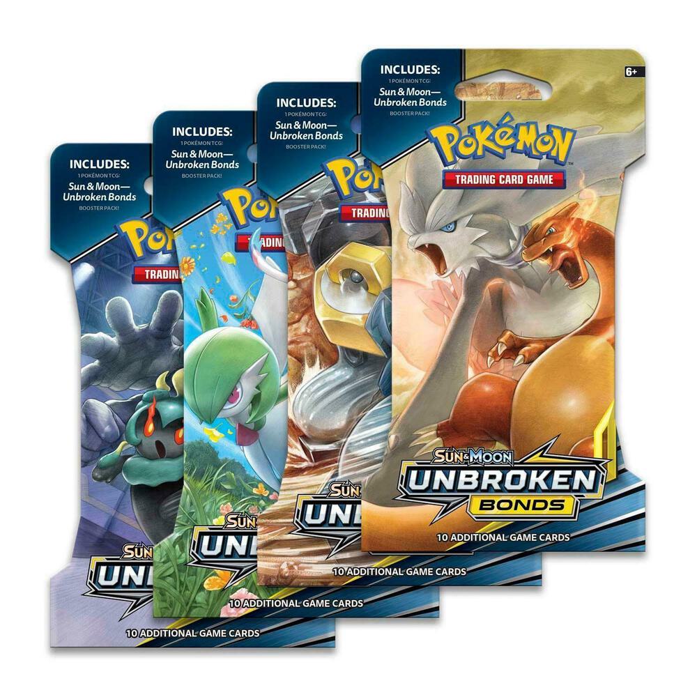 pokemon unbroken booster box Bonds Sleeved Pack Art Bundle [Set of 4] - SM Legendary Pokémon figures and tradingcards Color:Opal Mint