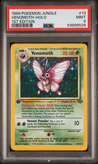 1999 POKEMON JUNGLE #13 VENOMOTH-HOLO 1ST EDITION PSA 9 – Hidden