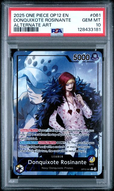 2025 ONE PIECE OP12-LEGACY OF THE MASTER #061 DONQUIXOTE ROSINANTE ALTERNATE ART PSA 10