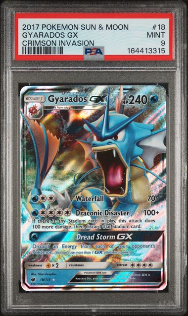 2017 Pokémon Sun & Moon Gyarados GX Crimson Invasion #18/111 PSA 9