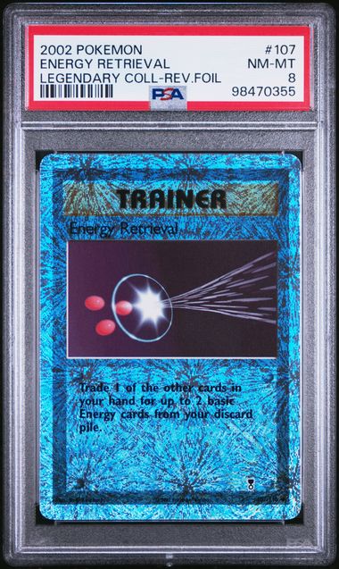 2002 POKEMON LEGENDARY COLLECTION #107 ENERGY RETRIEVAL LEGENDARY COLL-REV.FOIL PSA 8