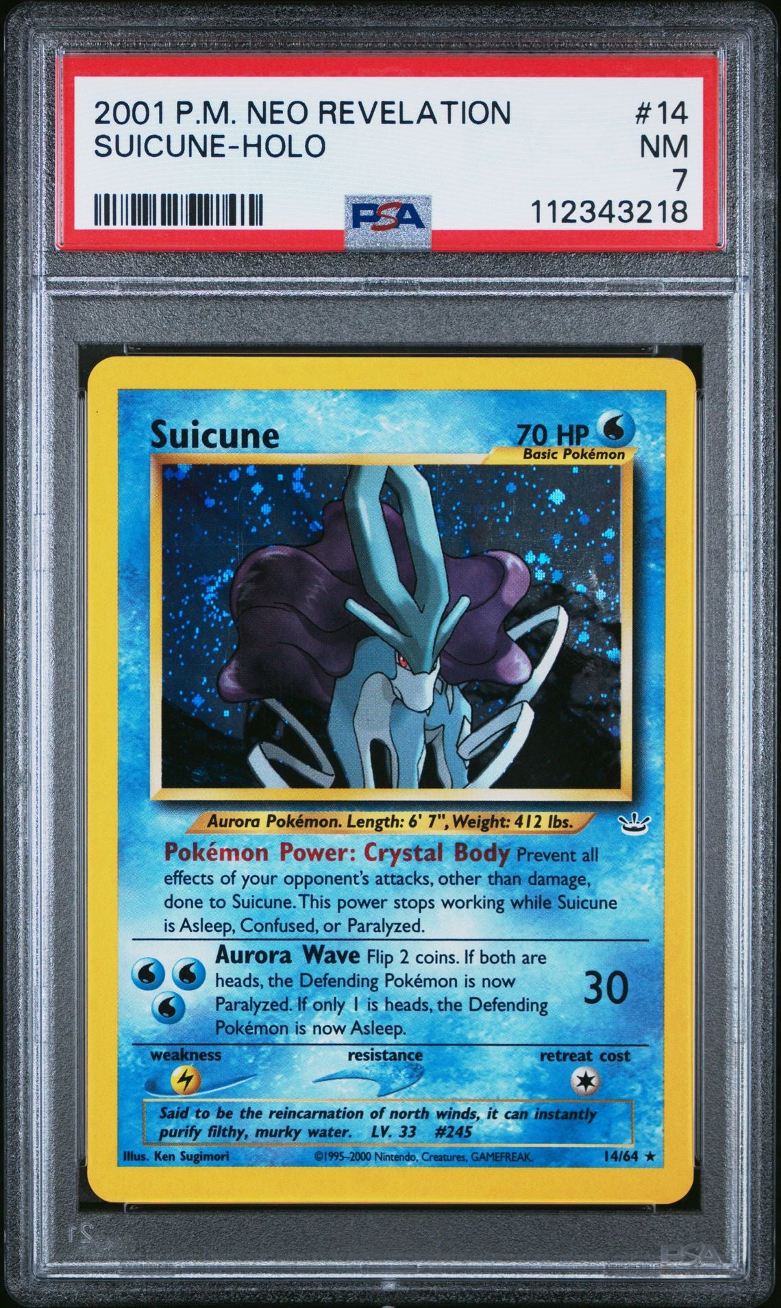 2001 POKEMON NEO REVELATION 14 SUICUNE-HOLO PSA 7 – Hidden Gems