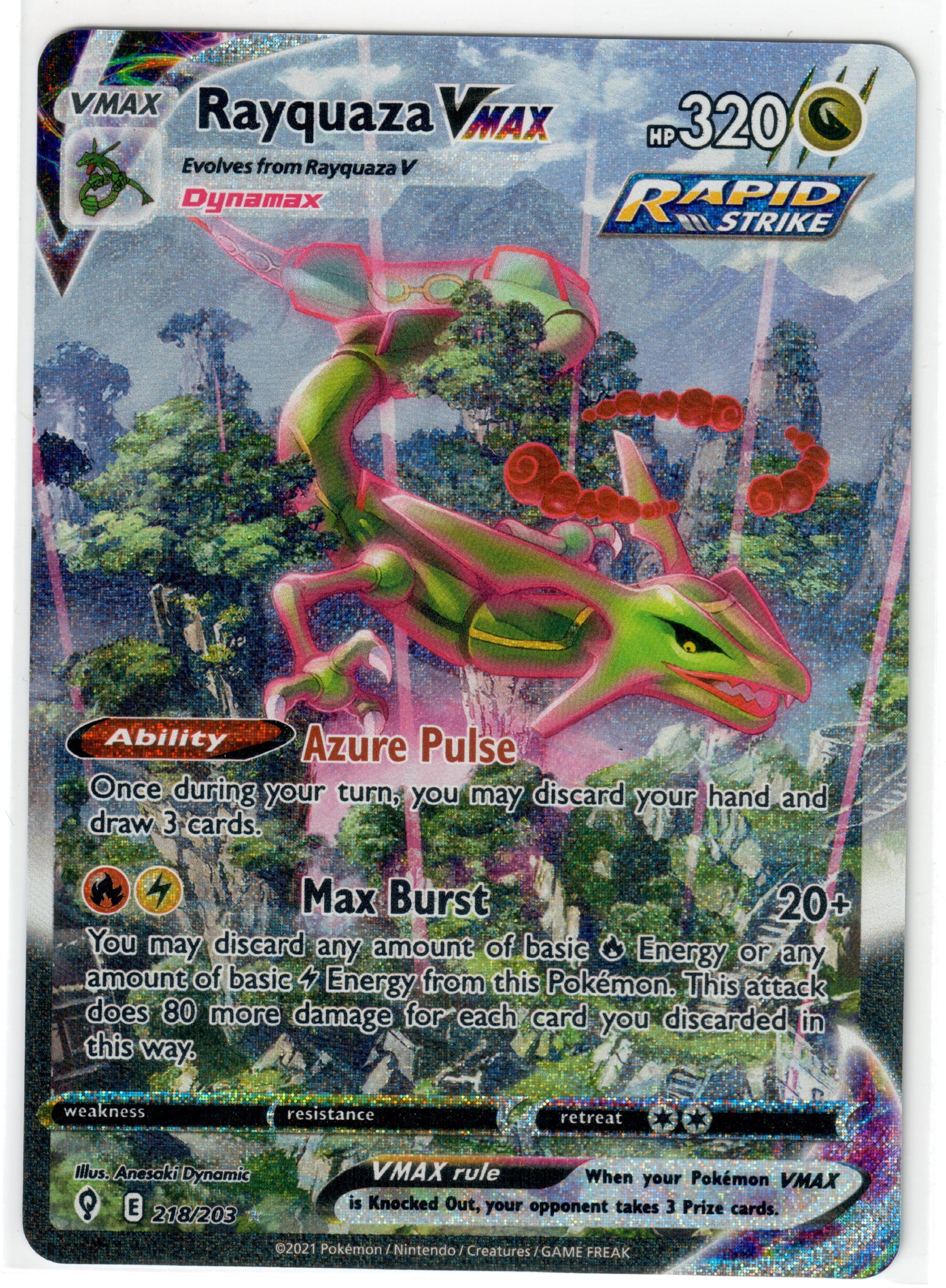 Rayquaza VMAX (Alternate Art Secret) - SWSH07: Evolving Skies (SWSH07) 218/203 — Pokemon