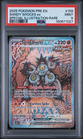 2025 Pokemon Prismatic Evolutions Sandy Shocks ex 159 Special Illustration Rare PSA 9 front, cert 160671027