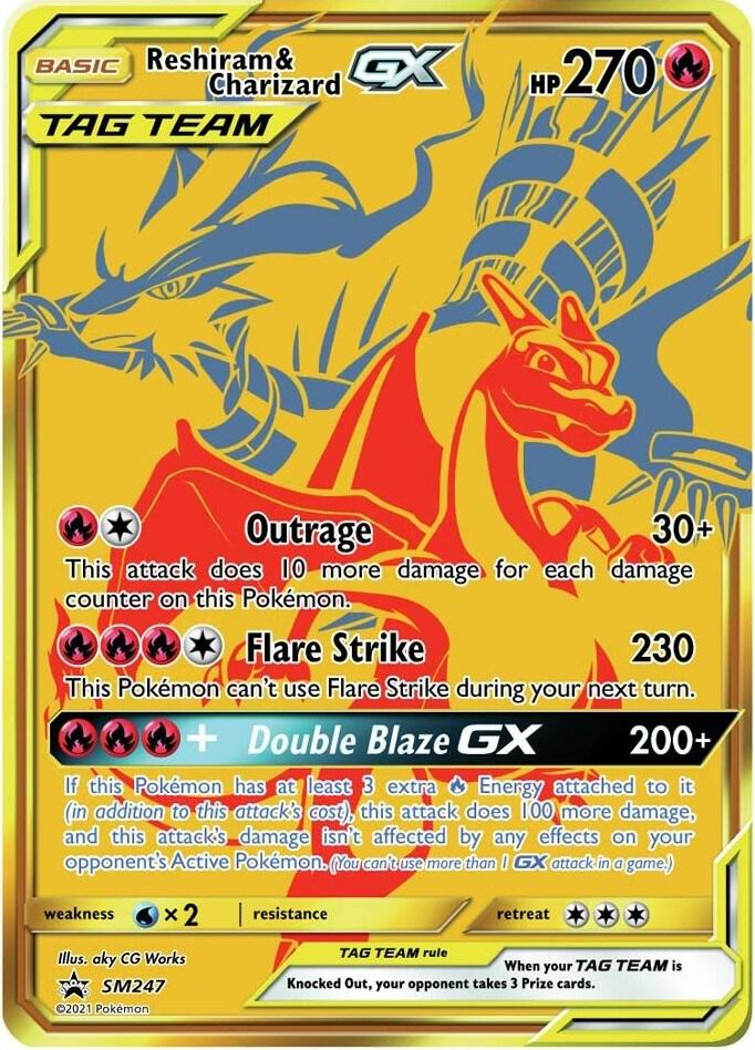 2021 Pokemon Sun & Moon Promo Premium Full Art Reshiram & Charizard GX #SM247 PSA 9