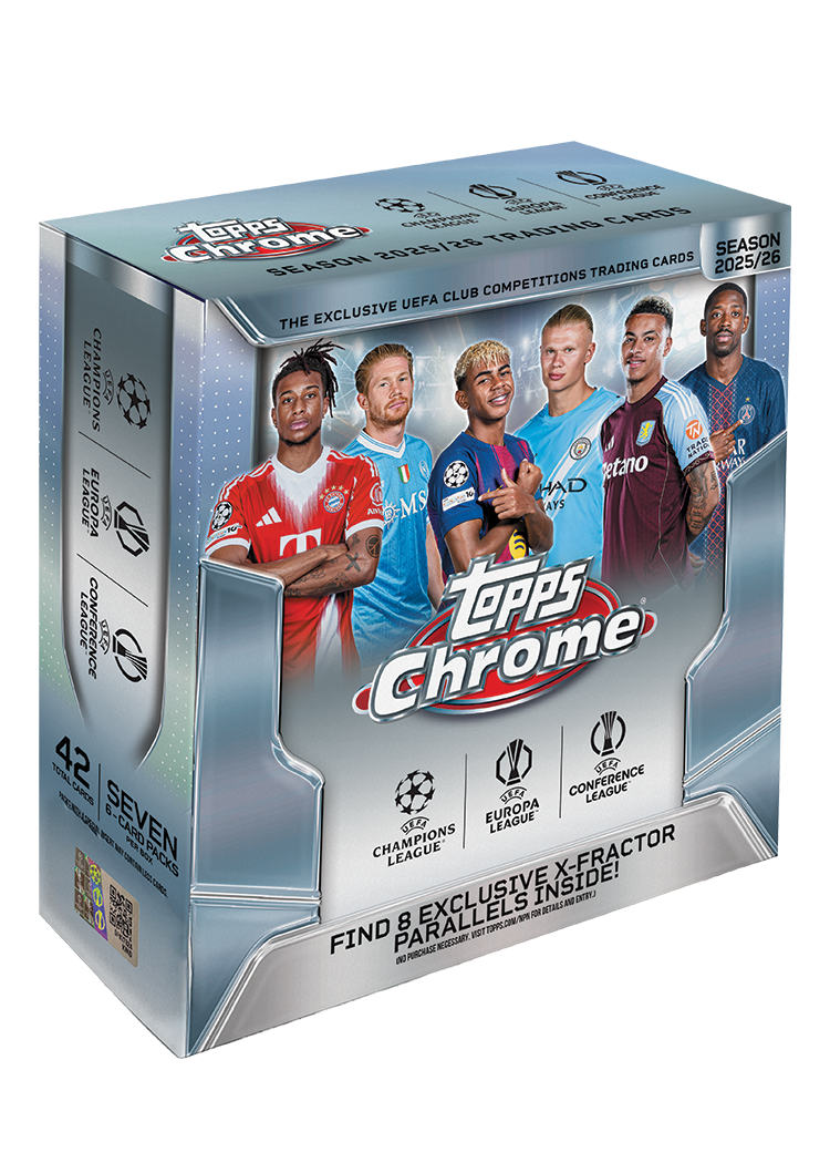 2025-26 Topps Chrome UEFA Club Competitions Soccer Mega Box — Sports Trading Cards