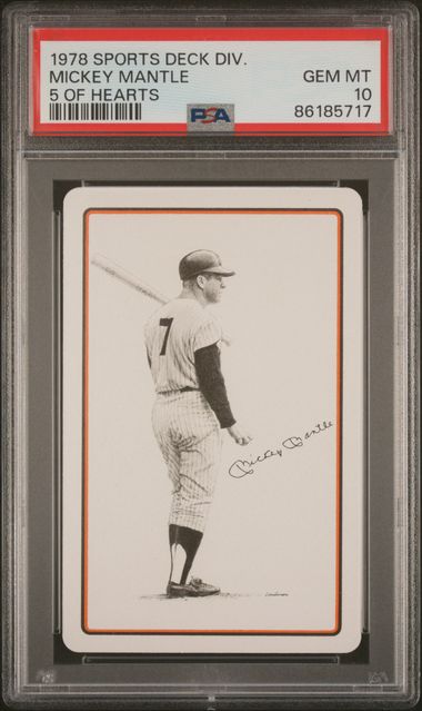 1978 SPORTS DECK DIVISION MICKEY MANTLE MICKEY MANTLE 5 OF HEARTS PSA 10 — Sports Trading Cards