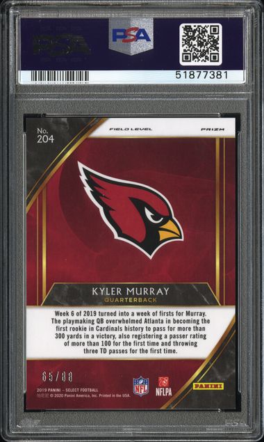 2019 Panini Select Kyler Murray Dragon Scale Prizm Field Level Rookie /88 PSA 9