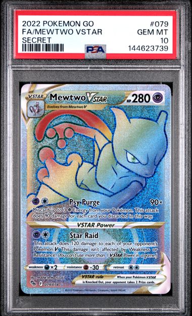 2022 Pokemon GO Mewtwo VSTAR Secret 079/078 Holo PSA 10
