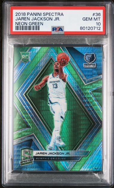 2018 PANINI SPECTRA #36 JAREN JACKSON JR. NEON GREEN PSA 10 — Sports Trading Cards