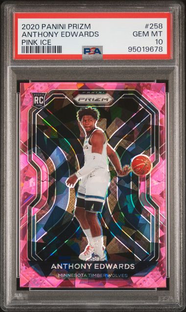 2020 PANINI PRIZM #258 ANTHONY EDWARDS PINK ICE PSA 10 — Sports Trading Cards