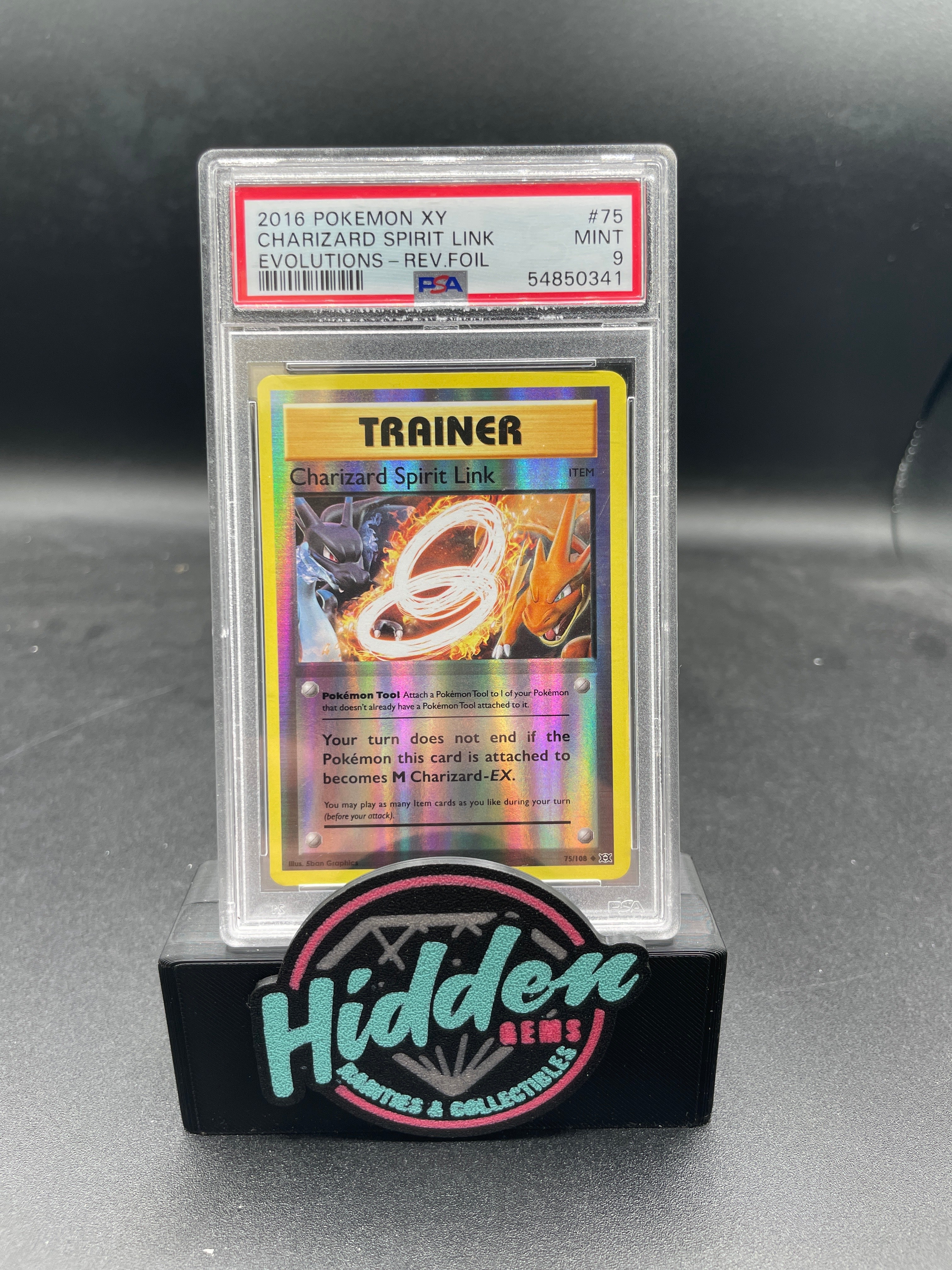 2016 POKEMON XY EVOLUTIONS #75 CHARIZARD SPIRIT LINK EVOLUTIONS-REV.FOIL PSA 9
