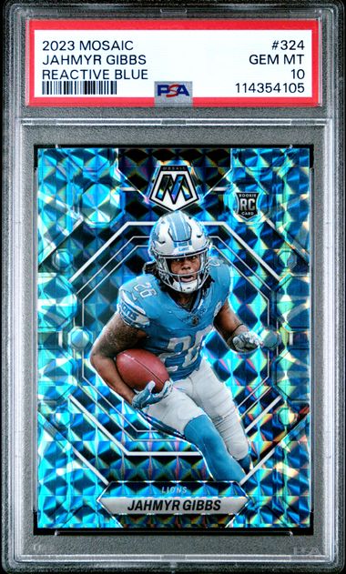 2023 Panini Mosaic #324 Jahmyr Gibbs Reactive Blue PSA 10