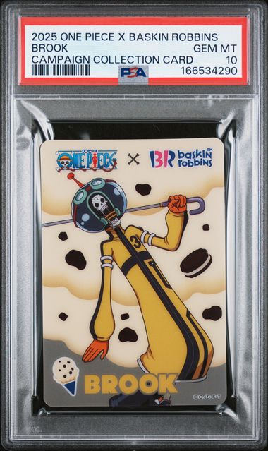 2025 ONE PIECE X BASKIN ROBBINS ONE PIECE CAMPAIGN COLLECTION CARDS BROOK PSA 10