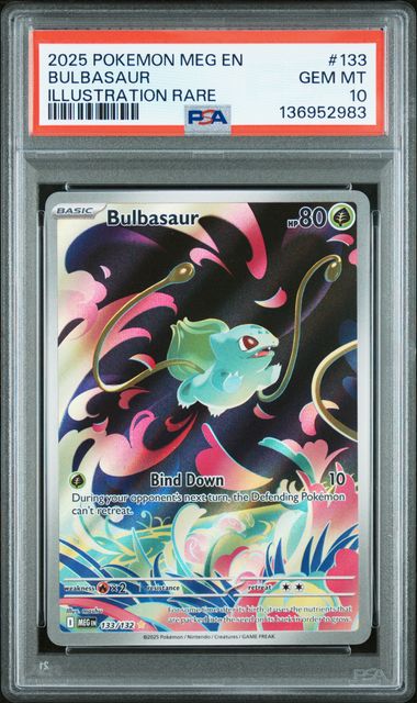 2025 POKEMON MEG EN-MEGA EVOLUTION #133 BULBASAUR ILLUSTRATION RARE PSA 10