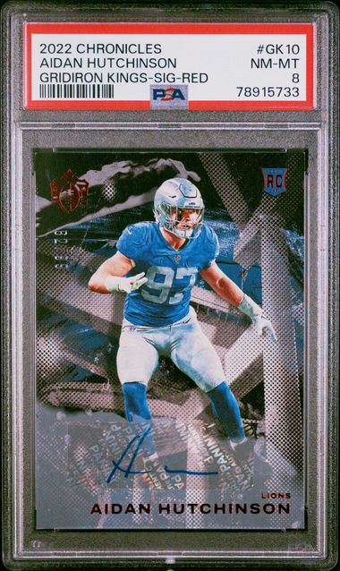 2022 Chronicles Gridiron Kings Auto /99 Aidan Hutchinson RC GK-10 Lions PSA 8
