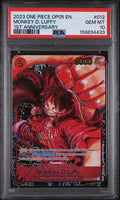 2023 ONE PIECE OP05-AWAKENING OF THE NEW ERA #012 MONKEY D. LUFFY 1ST ANNIVERSARY PSA 10