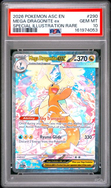 2026 Pokemon Mega Evolution Ascended Heroes SIR Mega Dragonite EX #290 PSA 10