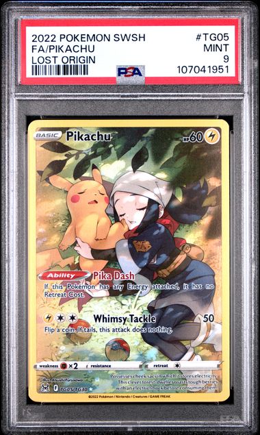 2022 Pokemon SWSH Lost Origin Pikachu Trainer Gallery #TG05/TG30 PSA 9