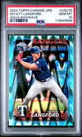 2024 Topps Chrome Update  Wyatt Langford Aqua Raywave /199 #USC35  PSA 10