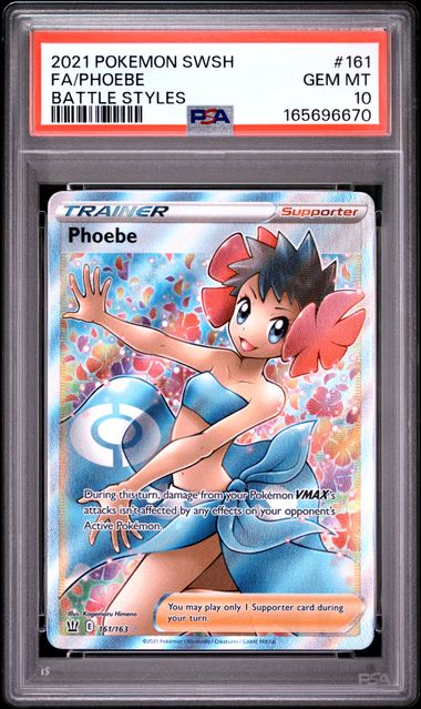 2021 POKEMON SWORD & SHIELD BATTLE STYLES #161 FA/PHOEBE BATTLE STYLES PSA 10