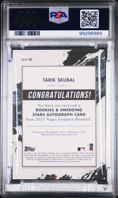2021 Topps Inception Tarik Skubal Blue Rookie Autograph Auto RC #06/25 PSA 10