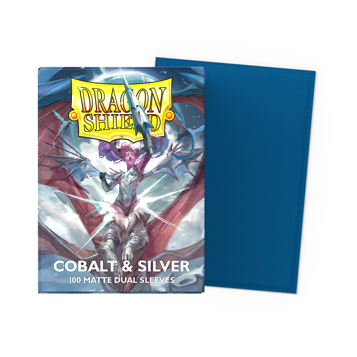 Dragon Shield Cobalt & Silver Matte Dual sleeves — 100-count box