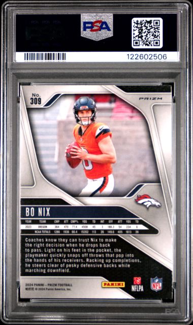 2024 Panini Prizm Lazer Prizm Bo Nix (RC) #309 PSA 9