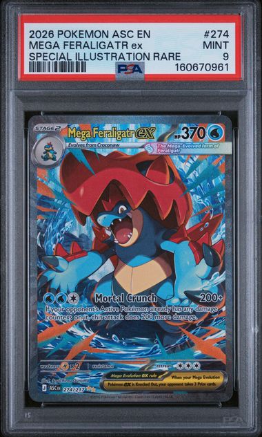 2026 Pokemon Ascended Heroes Special Illustration Rare Mega Feraligatr EX PSA 9