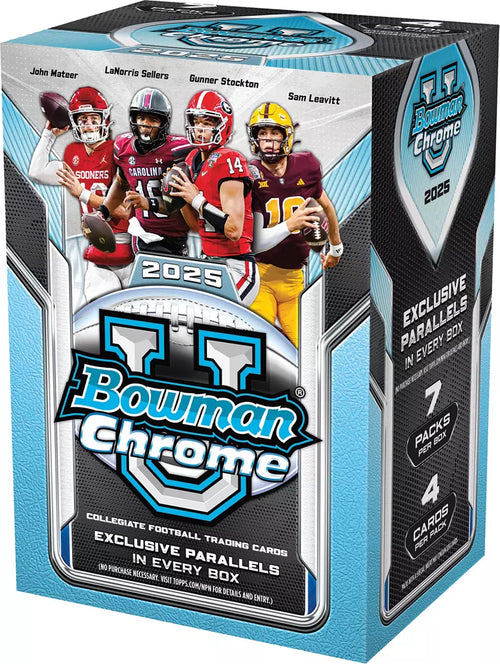 2025 Bowman University Chrome Football 7-Pack Blaster Box — Sports Trading Cards
