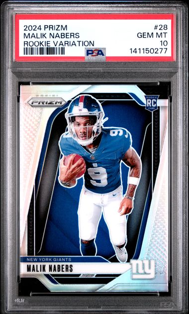 2024 Panini Prizm Rookie Variations Malik Nabers #28 Silver Prizm (RC) PSA 10