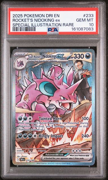 2025 POKEMON DRI EN-DESTINED RIVALS #233 ROCKET'S NIDOKING ex SPECIAL ILLUSTRATION RARE PSA 10