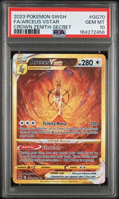2023 Pokemon Sword and Shield Crown Zenith Secret Rare Arceus Vstar #GG70 PSA 10
