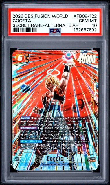 2026 DRAGON BALL SUPER CARD GAME FUSION WORLD DUAL EVOLUTION #FB09-122 GOGETA SECRET RARE-ALTERNATE ART PSA 10