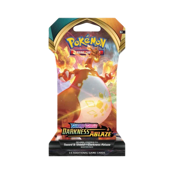 Pokémon TCG Sword & Shield—Darkness Ablaze sleeved booster pack; pack artwork may vary.