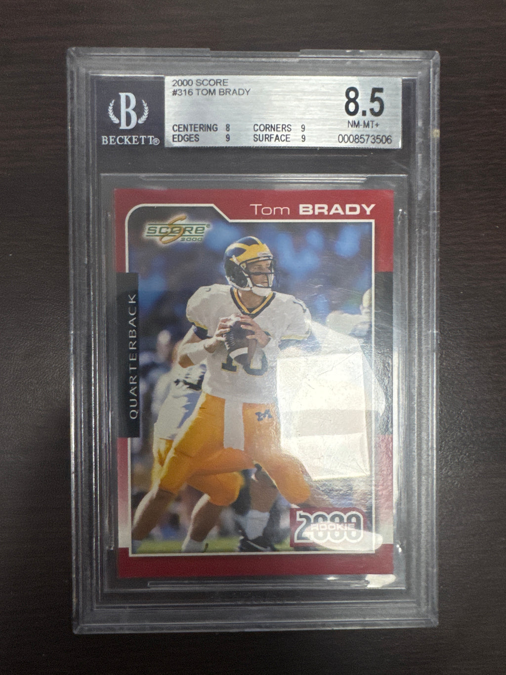 2000 SCORE TOM BRADY ROOKIE #316 BGS 8.5 NM-MT+