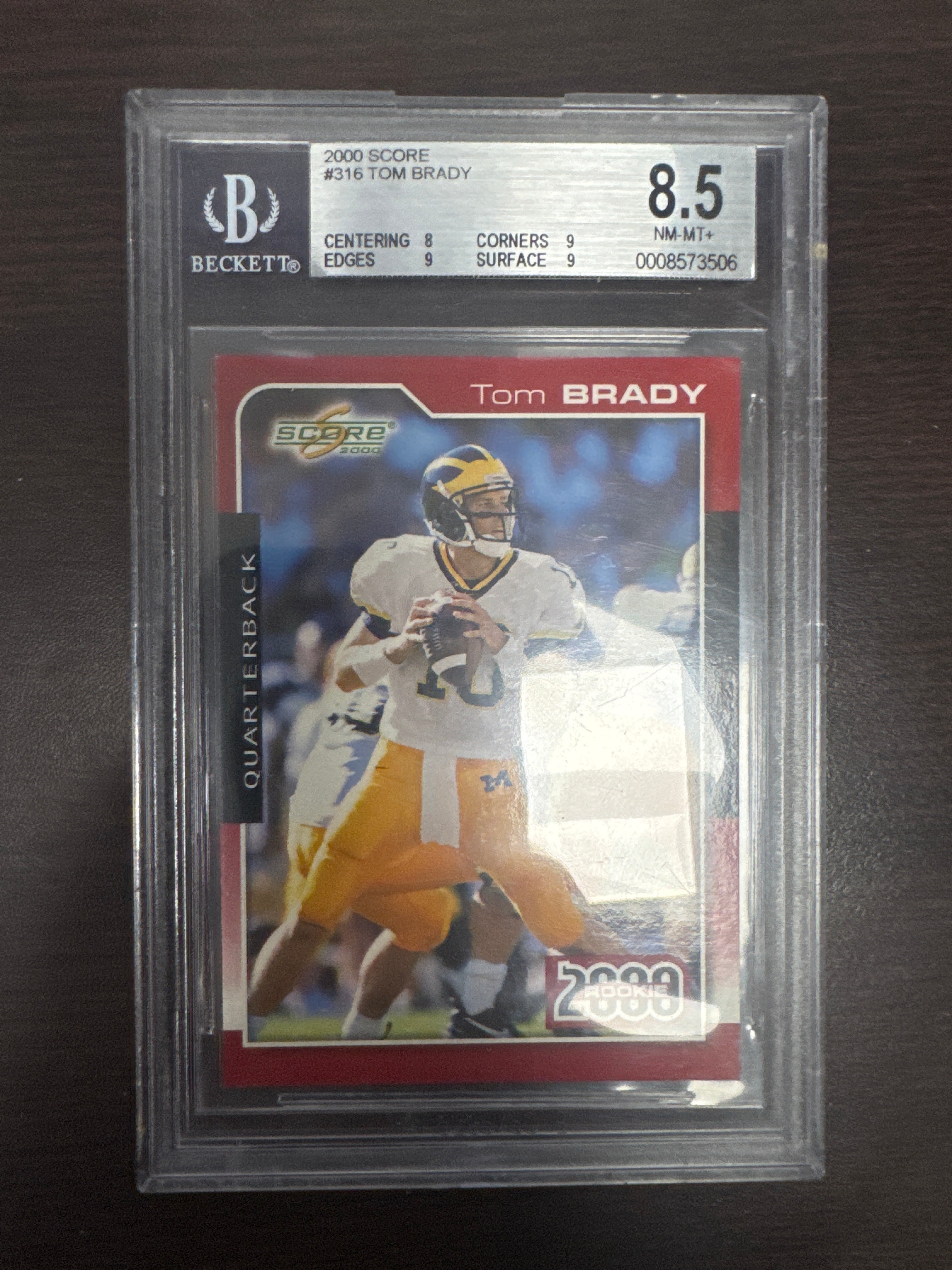 2000 SCORE TOM BRADY ROOKIE #316 BGS 8.5 NM-MT+