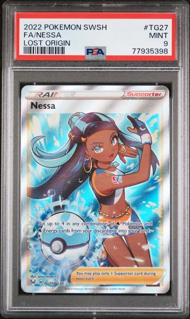 2022 POKEMON SWORD & SHIELD LOST ORIGIN #TG27 FA/NESSA LOST ORIGIN PSA 9