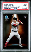 2023 BOWMAN SPOTLIGHTS #BS17 NOLAN GORMAN SPOTLIGHTS-ORANGE REF PSA 8 — Sports Trading Cards