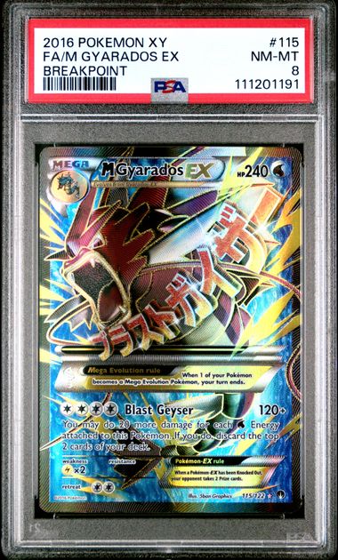 2016 POKEMON XY BREAKPOINT #115 FA/M GYARADOS EX BREAKPOINT PSA 8