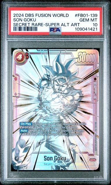 2024 DRAGON BALL SUPER CARD GAME FUSION WORLD AWAKENED PULSE #FB01-139 SON GOKU SECRET RARE-SUPER ALT ART PSA 10