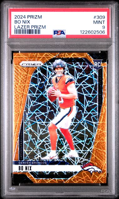 2024 Panini Prizm Lazer Prizm Bo Nix (RC) #309 PSA 9
