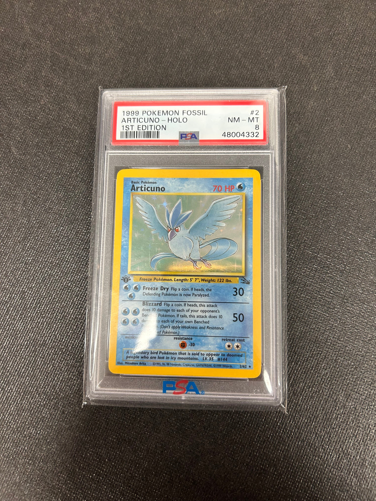 1999 POKEMON FOSSIL #2 ARTICUNO-HOLO 1ST EDITION PSA 8