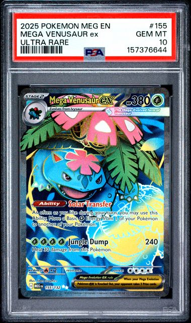 2025 POKEMON MEG EN-MEGA EVOLUTION #155 MEGA VENUSAUR ex ULTRA RARE PSA 10