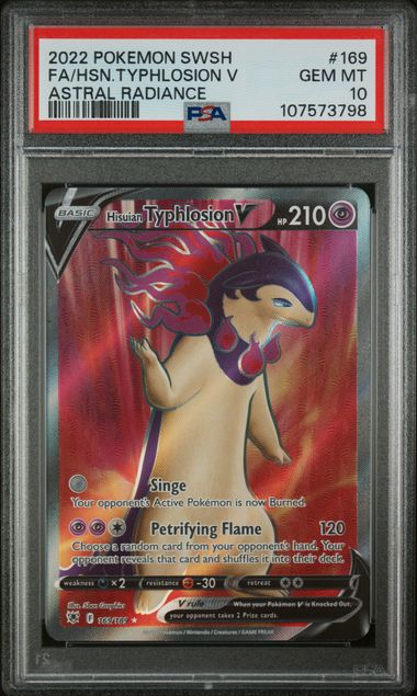2022 POKEMON SWORD & SHIELD ASTRAL RADIANCE #169 FA/HSN.TYPHLOSION V ASTRAL RADIANCE PSA 10
