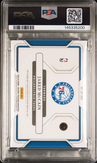 2024 PANINI NATIONAL TREASURES COURT PASS AUTOGRAPHS #JMC JARED McCAIN COURT PASS AU-INTERNATIONAL PSA 8