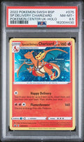 2022 POKEMON SWSH BLACK STAR PROMO #075 SP.DELIVERY CHARIZARD POKEMON CENTER UK-HOLO PSA 8.5