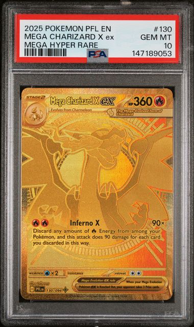 2025 Pokemon Phantasmal Flames Mega Charizard X ex Hyper Rare #130/094 PSA 10