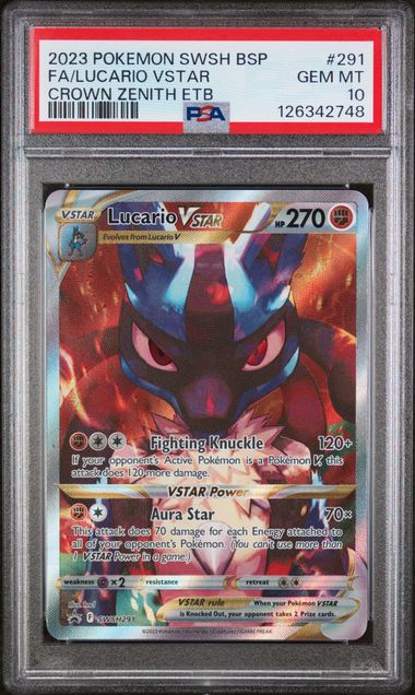 2023 Pokemon SWSH Black Star Promo Crown Zenith ETB Full Art Lucario VSTAR #291 PSA 10
